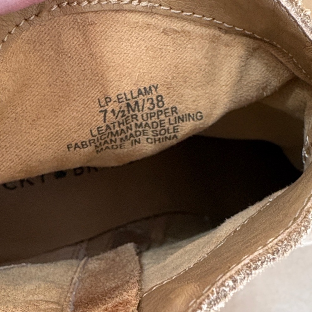 Lucky Brand Ellamy Suede Western Ankle Boots Tan 7.5 Pointed Toe Rodeo Cowgirl - Picture 7 of 14